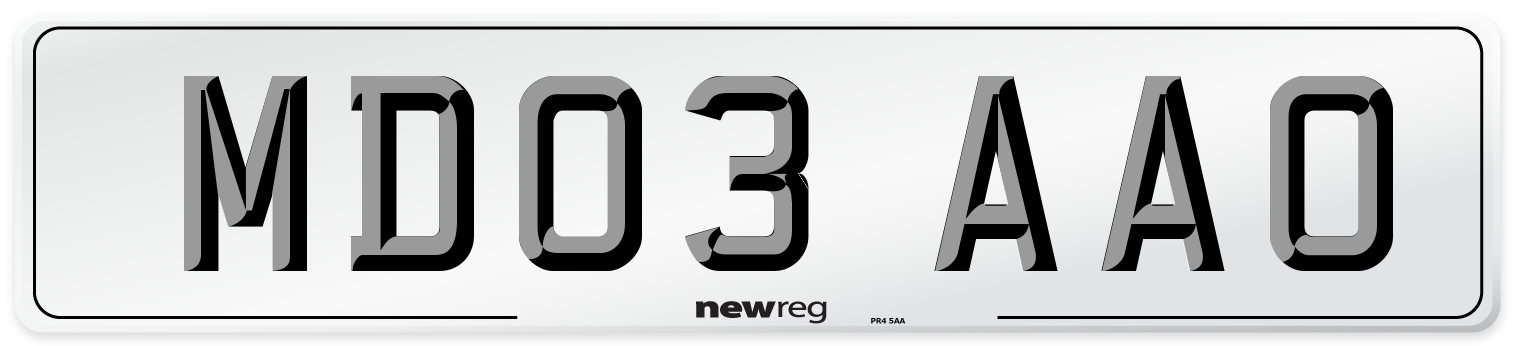 MD03 AAO Number Plate from New Reg